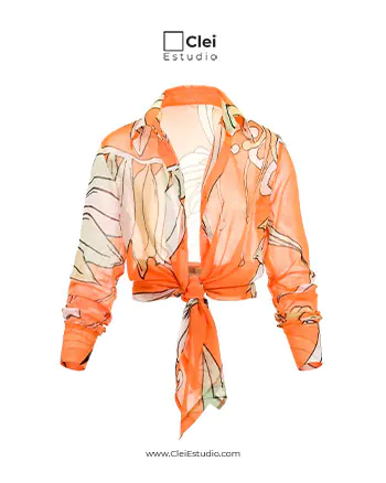 Maniquí Fantasma Camisa Translucida Naranja